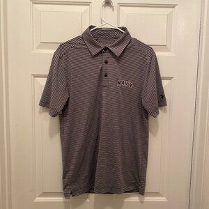 Under Armour Navy Striped Polo Shirt Small Gray Black Button Down S